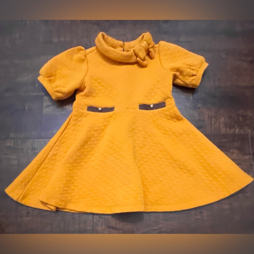 Janie and Jack Baby Girls Dress Mustard Yellow Ruffle Size 2T Equestrian Western